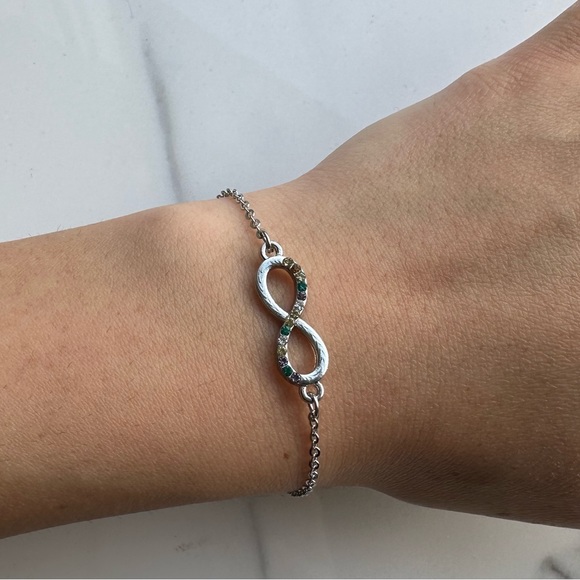 BRAND NEW Silver Infinity Bracelet with colorful stones - Picture 2 of 5